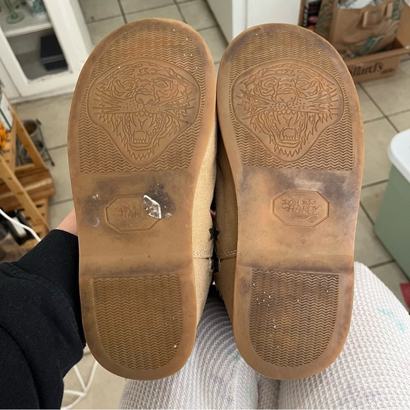 Ed Hardy Y2K Fur Star Studded Graphic Boots - Picture 7 of 7